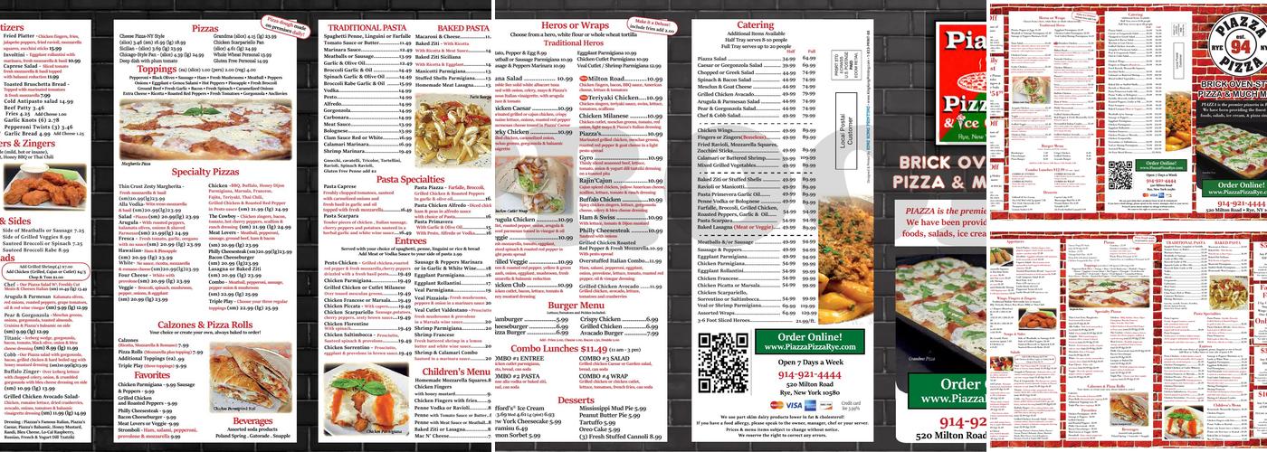 Piazza Pizza Menu