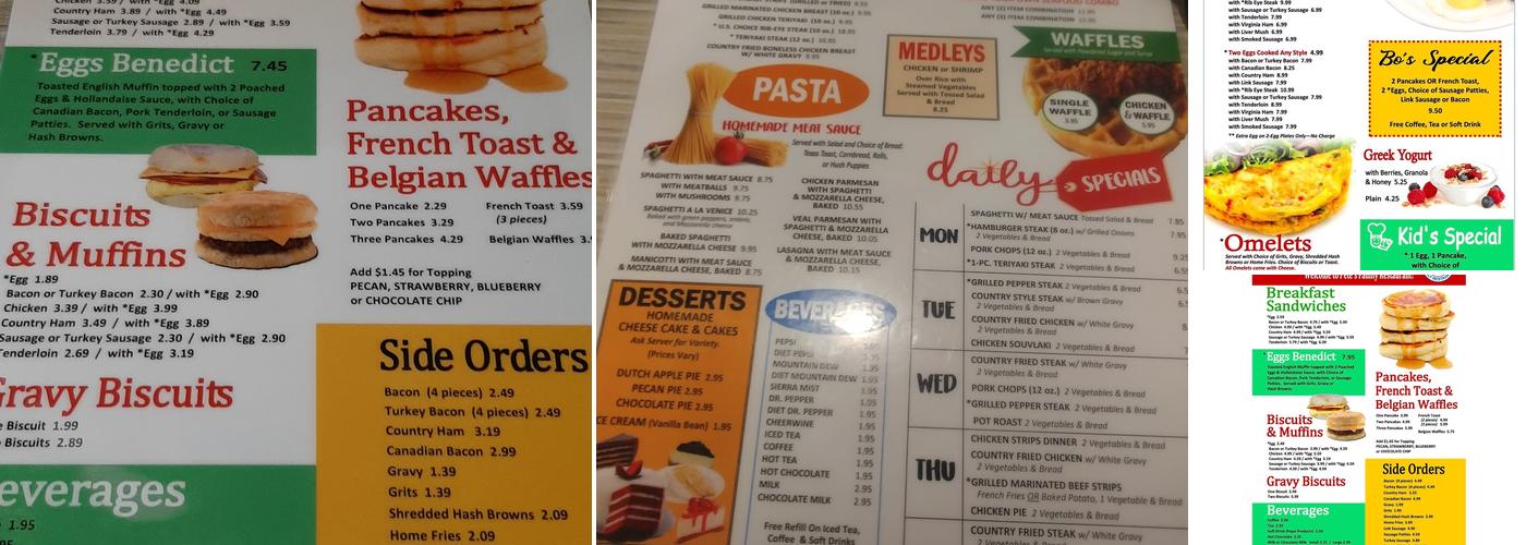 Pete's Family Restaurants Menu
