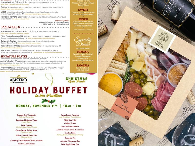 Childress Vineyards Menu