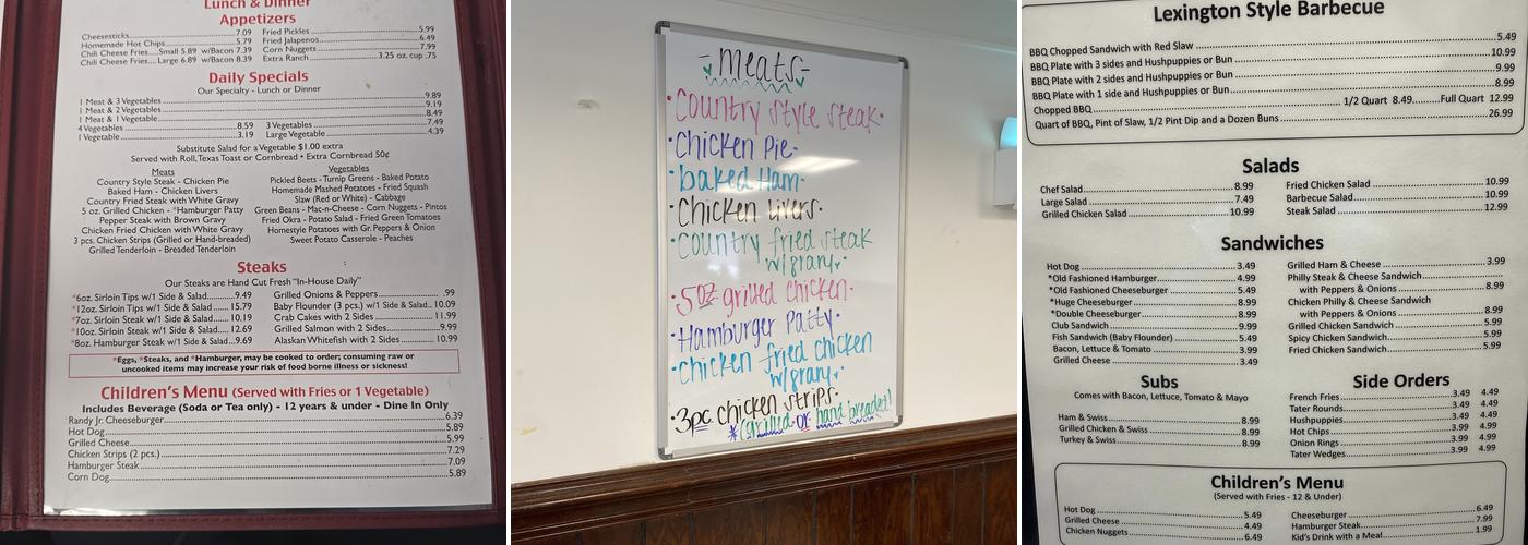 Randy's Restaurant Menu
