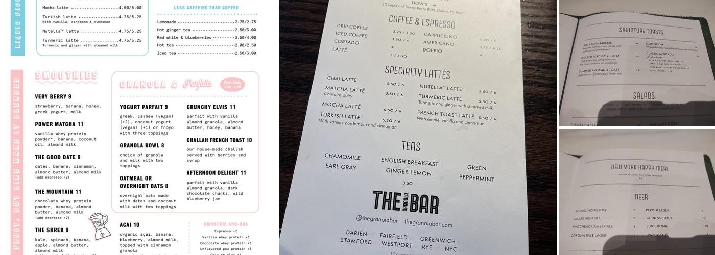 The Granola Bar Menu