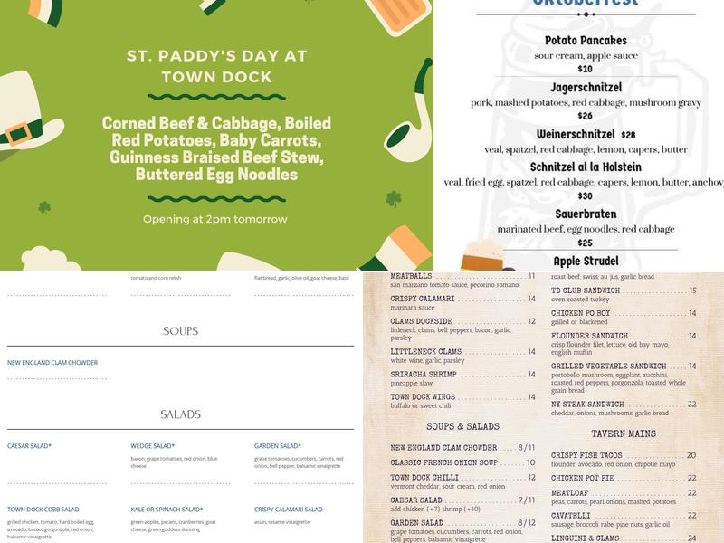 Town Dock Menu