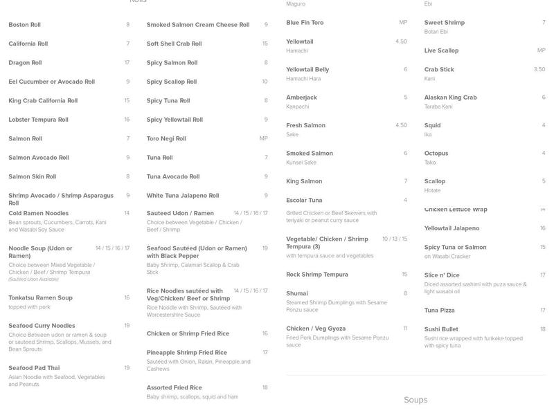Fogama Menu