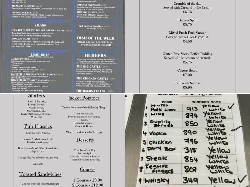 The Castle Cold Ash Menu