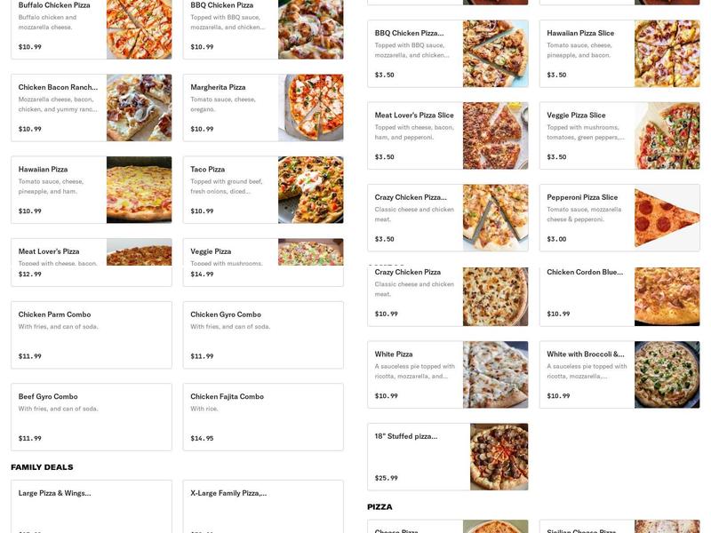 Yani's Pizza Menu
