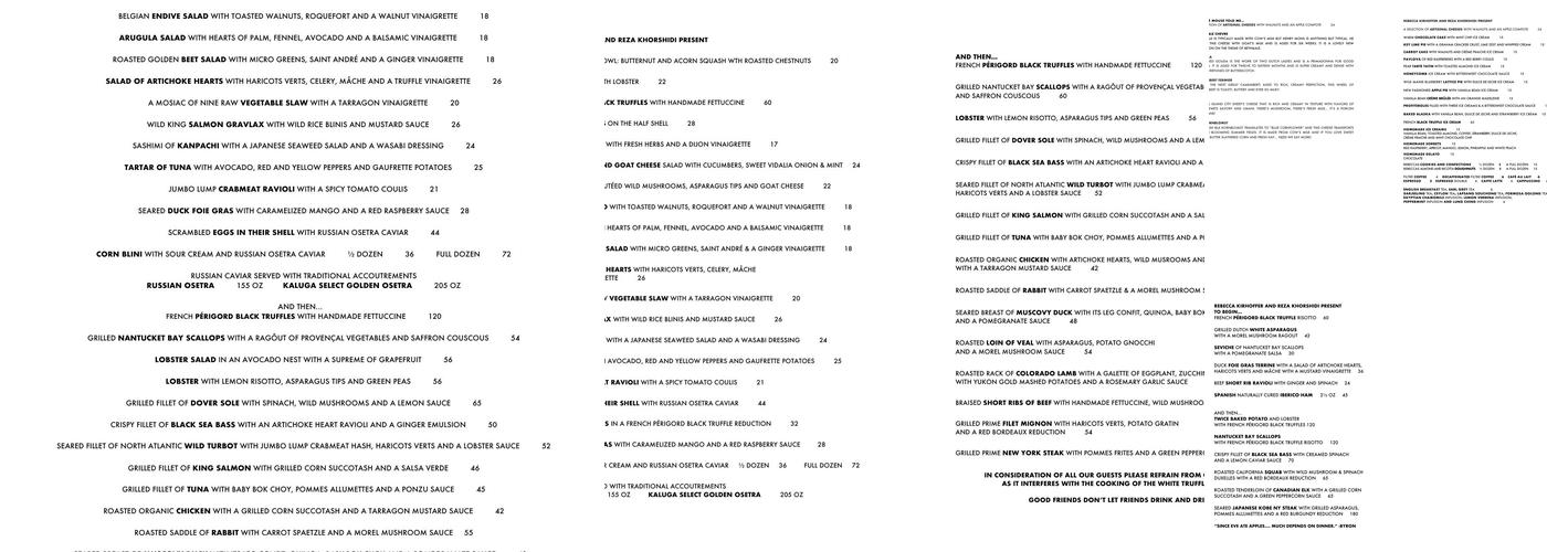Rebeccas Menu
