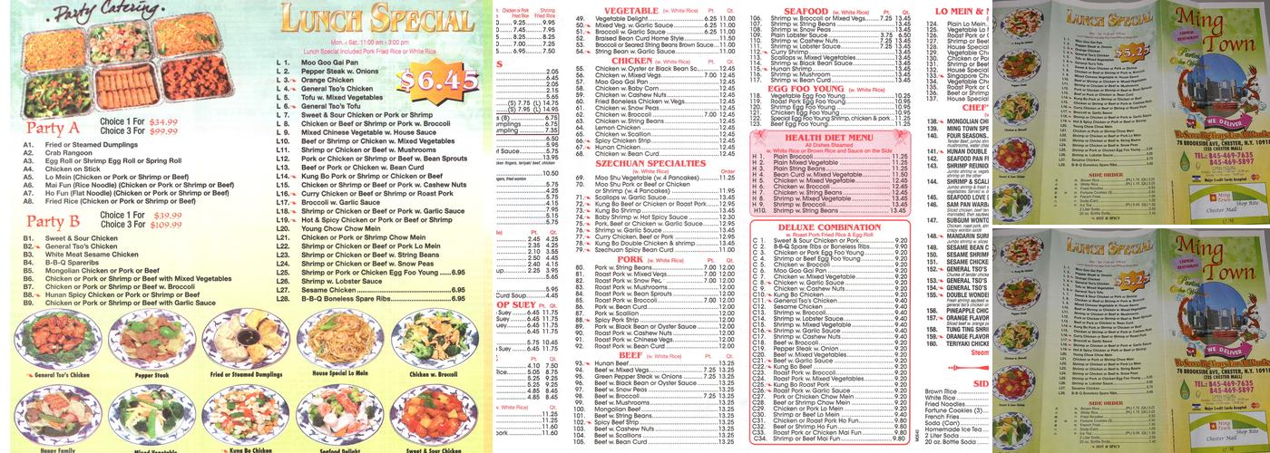 mingtown Menu
