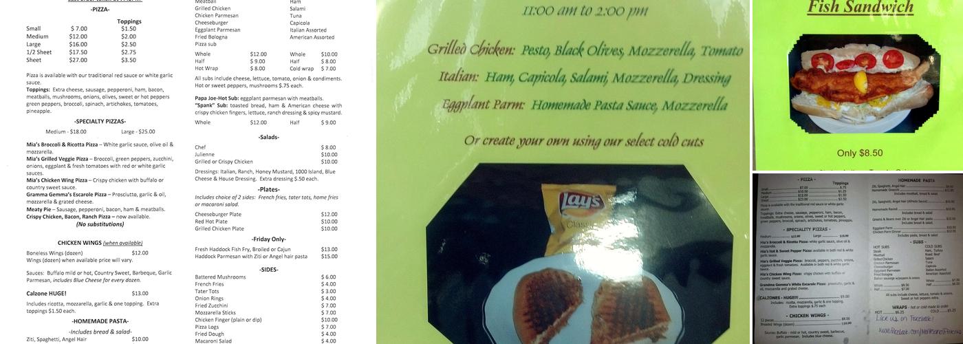 Montesano's Pizza Menu