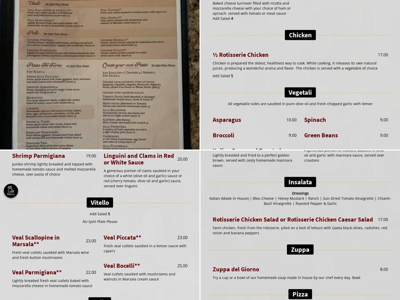 Positano Menu