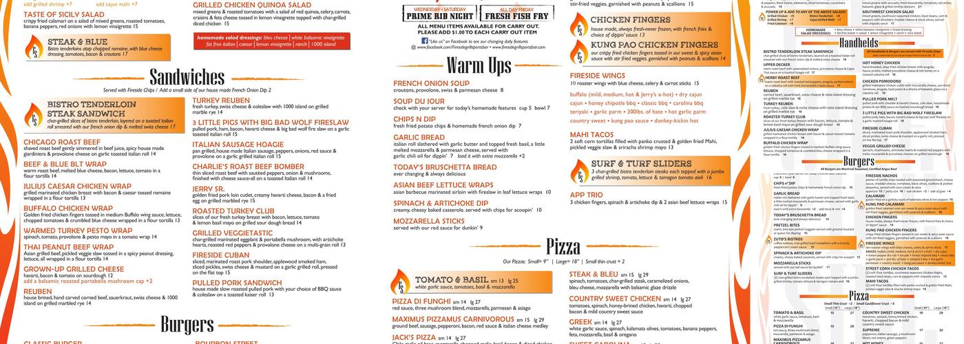 Fireside Grill & Sports Bar Menu