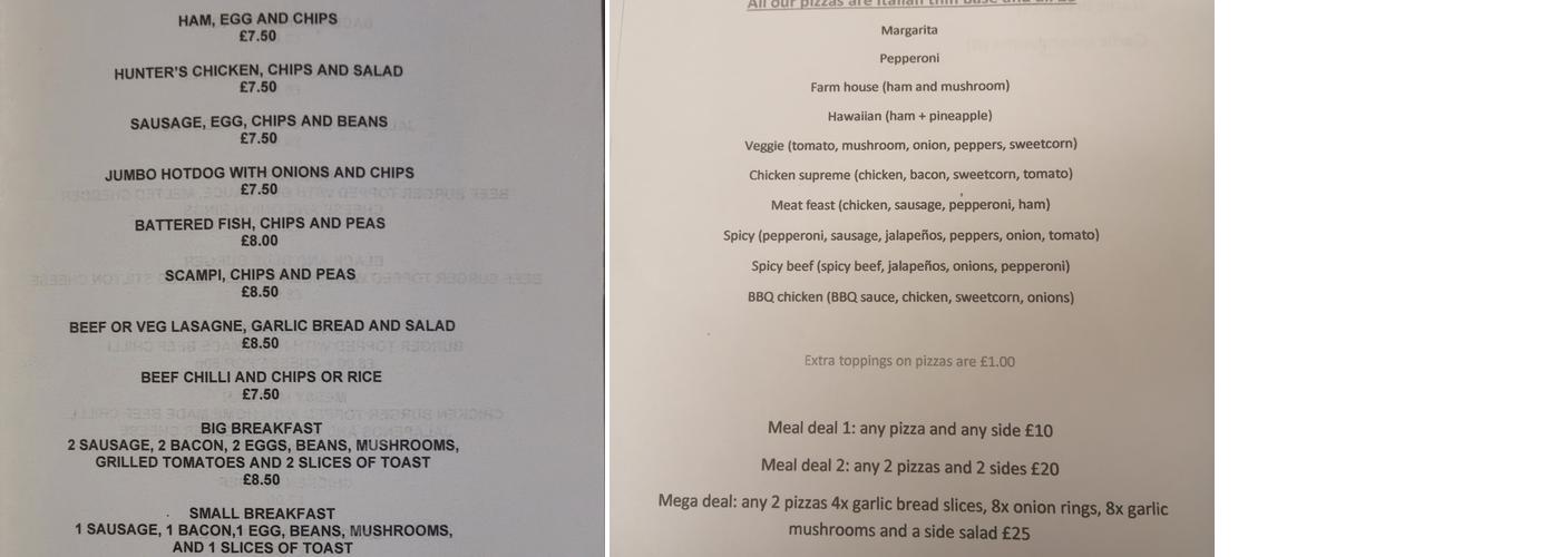 The Pepper Pot Banbury Menu