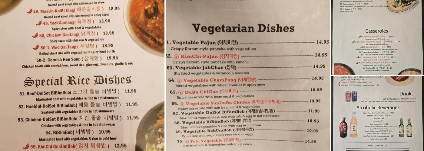 Young's Korean Restaurant Menu