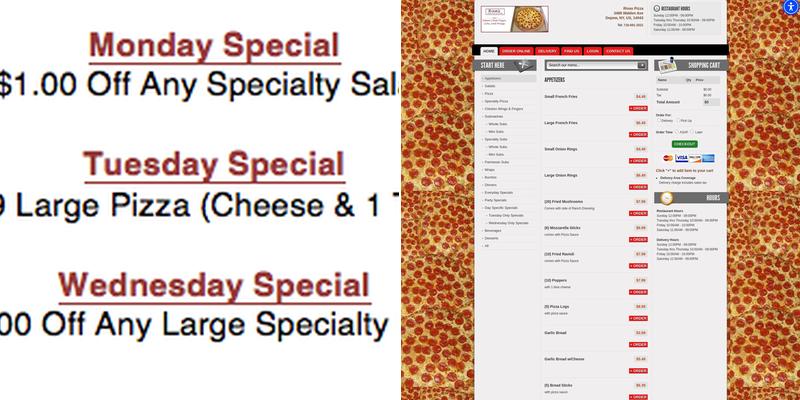 Riva's Pizzeria Menu