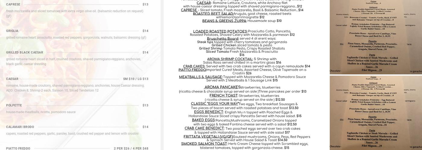 Trattoria Aroma Menu