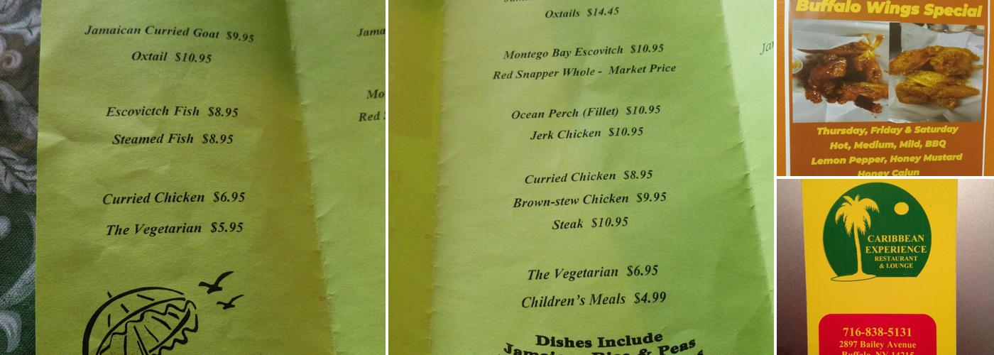 Caribbean Experience Menu