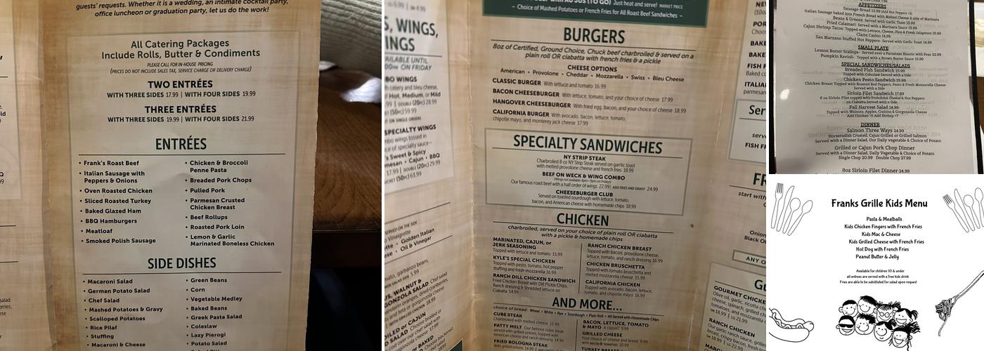 Frank's Grille Menu