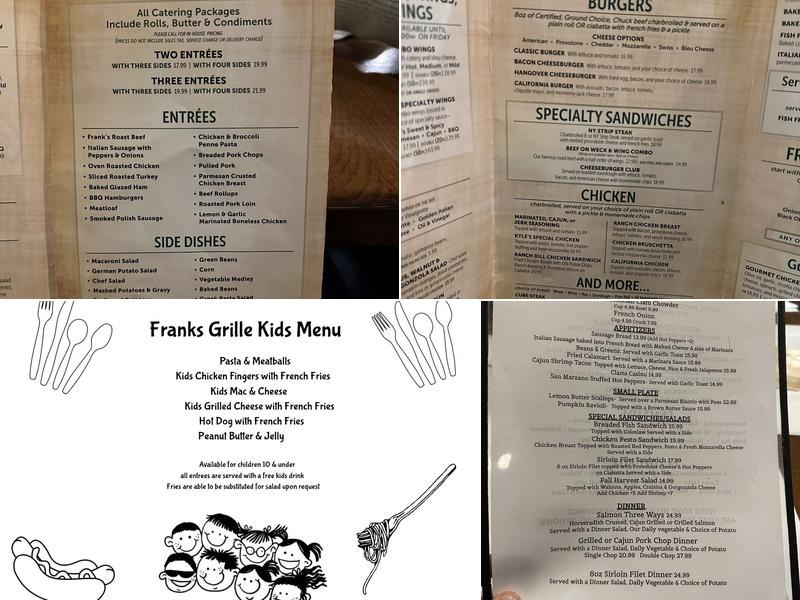 Frank's Grille Menu