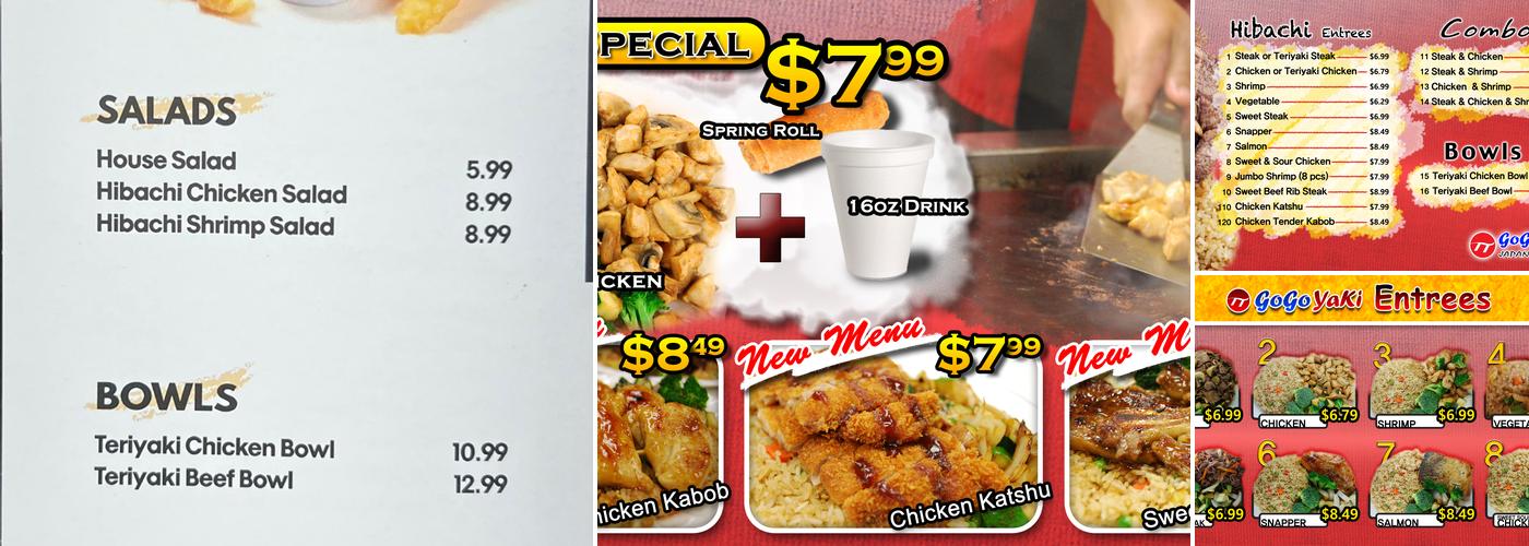 GogoYaki Japanese Grill Menu