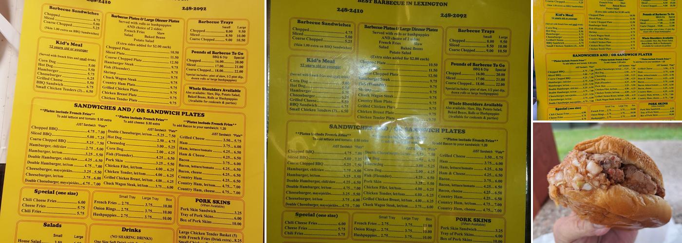 Speedy's BBQ Menu