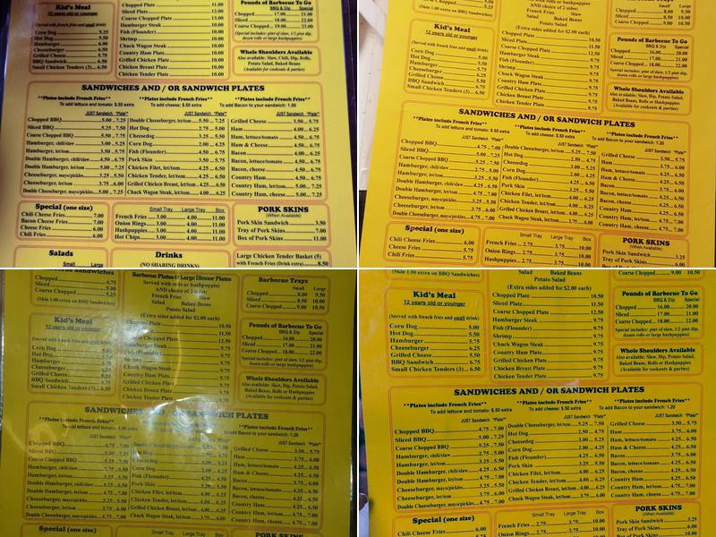 Speedy's BBQ Menu