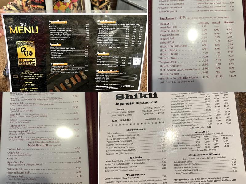 RIO Japanese Restaurant Menu