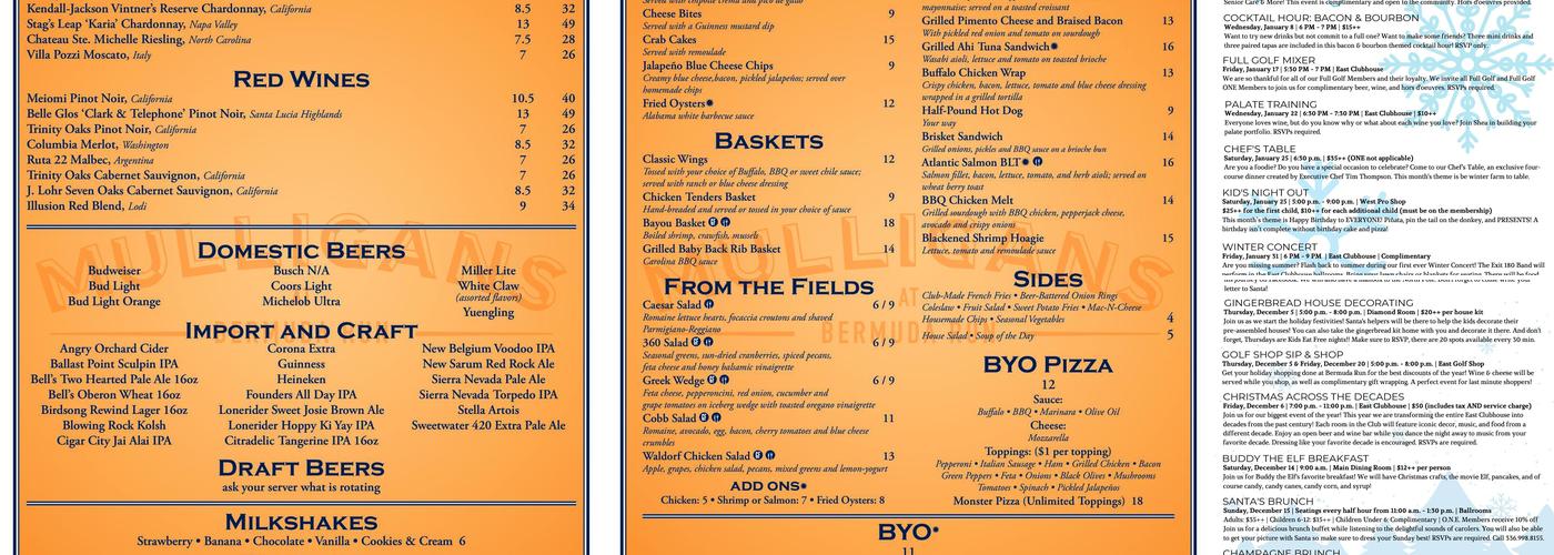 Mulligan's Menu