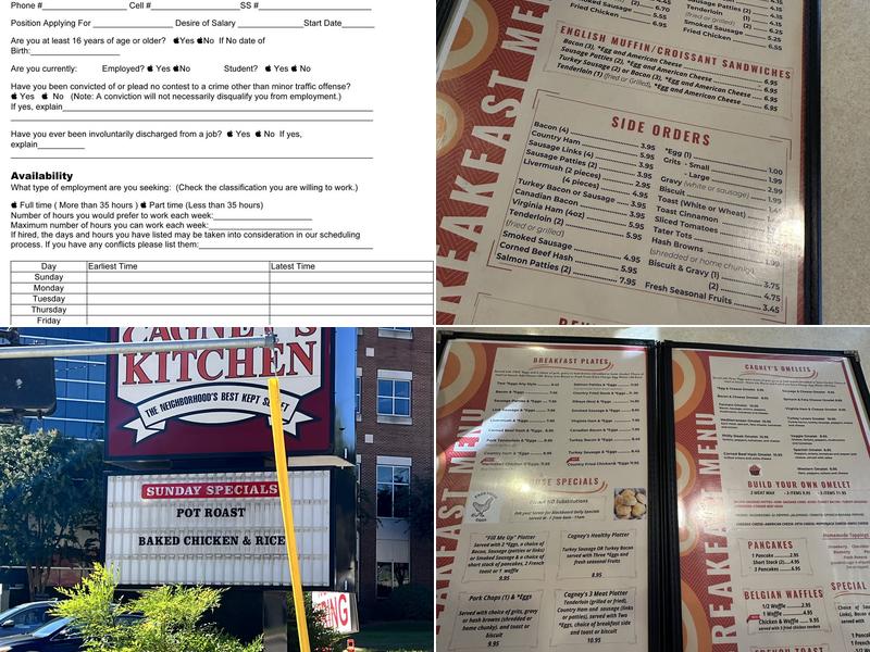 Cagneys Kitchen - Old Salisbury Rd. Menu