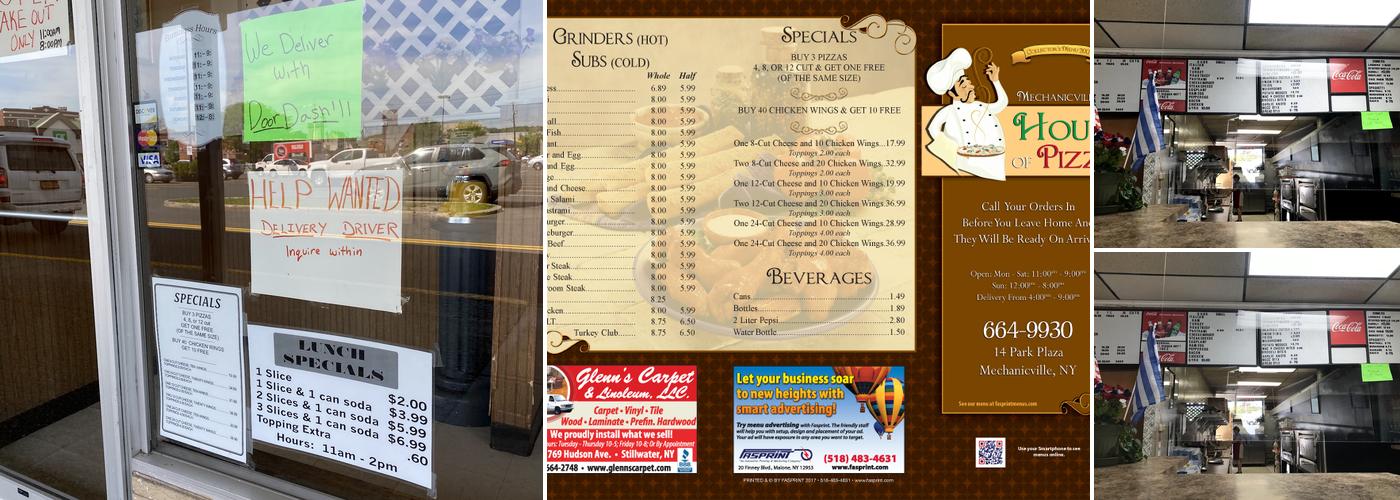 Mechanicville House of Pizza Menu