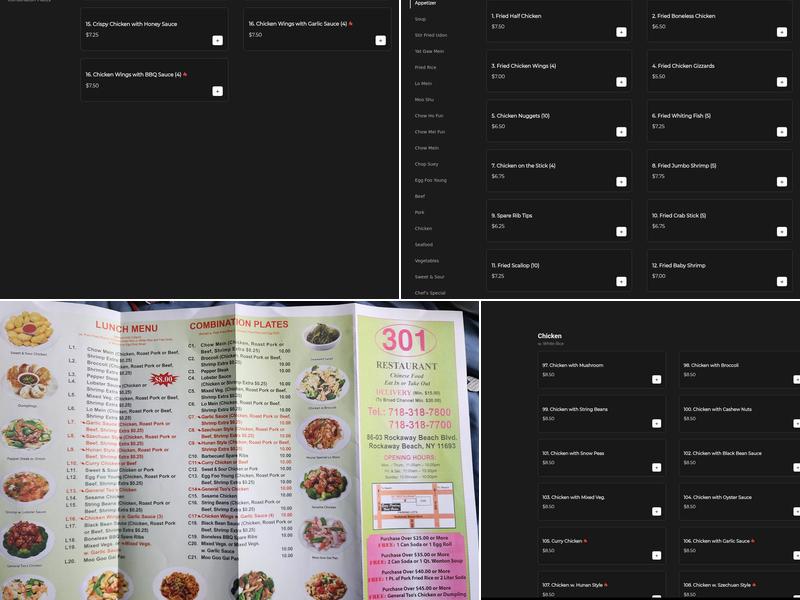 301 Menu