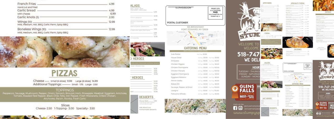 Stumpy's Pizzeria Menu