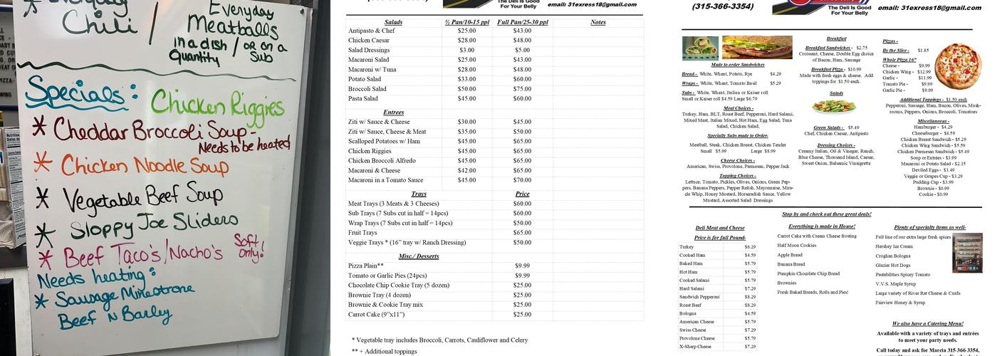 31 Express Menu