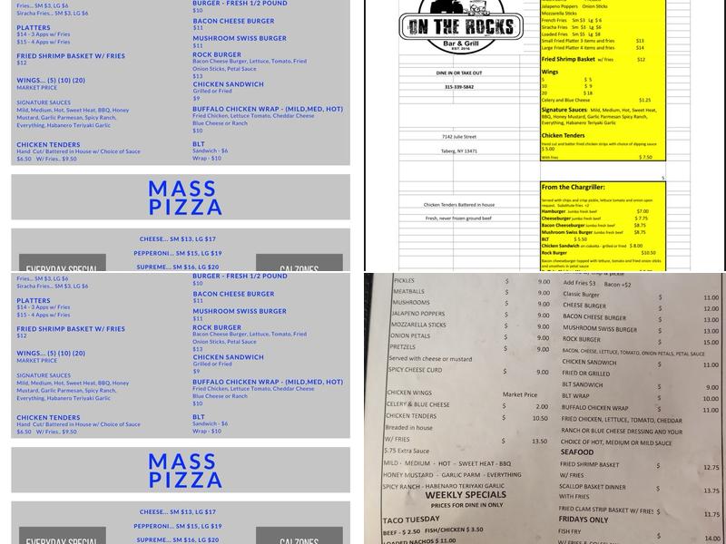 On The Rocks Bar and Grill (The Rocks) Menu