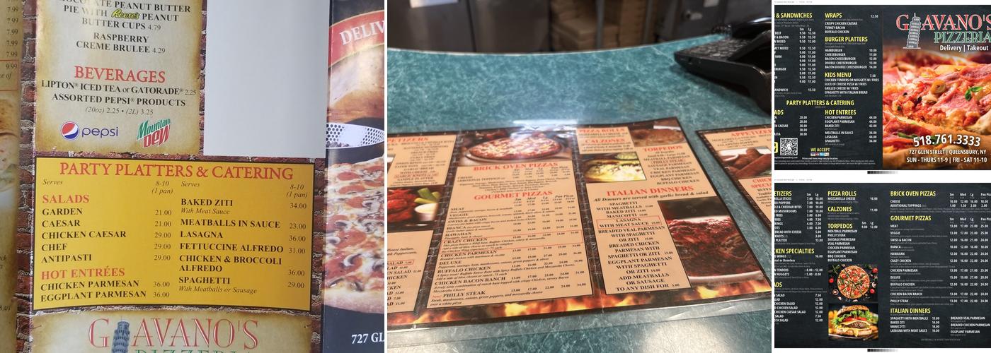 Giavano's Pizzeria Menu