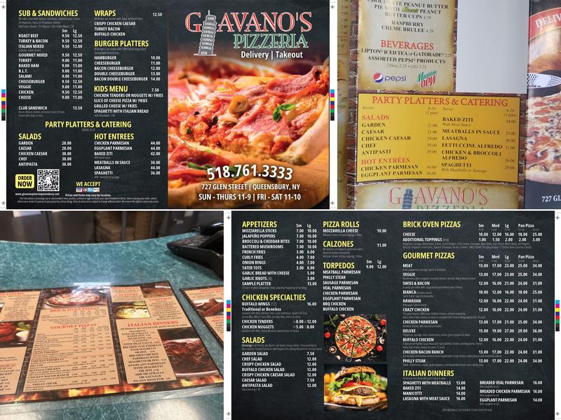 Giavano's Pizzeria Menu