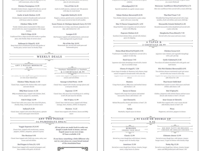 21 The High Street Tadcaster Menu
