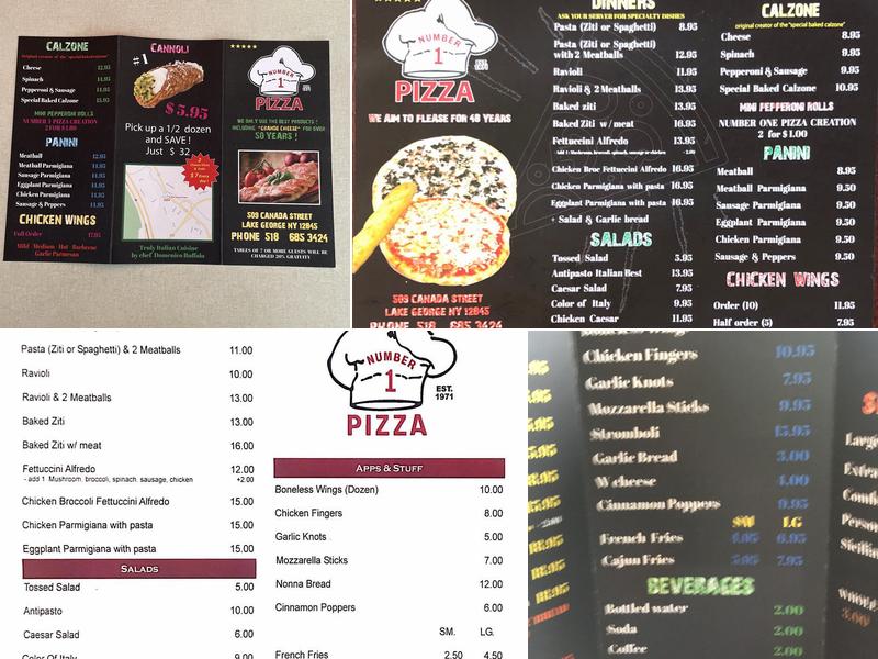 Number 1 Pizza Menu
