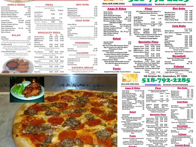 Amore Pizza Menu