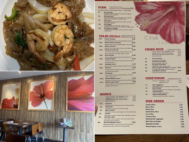 cha-ba thai Menu
