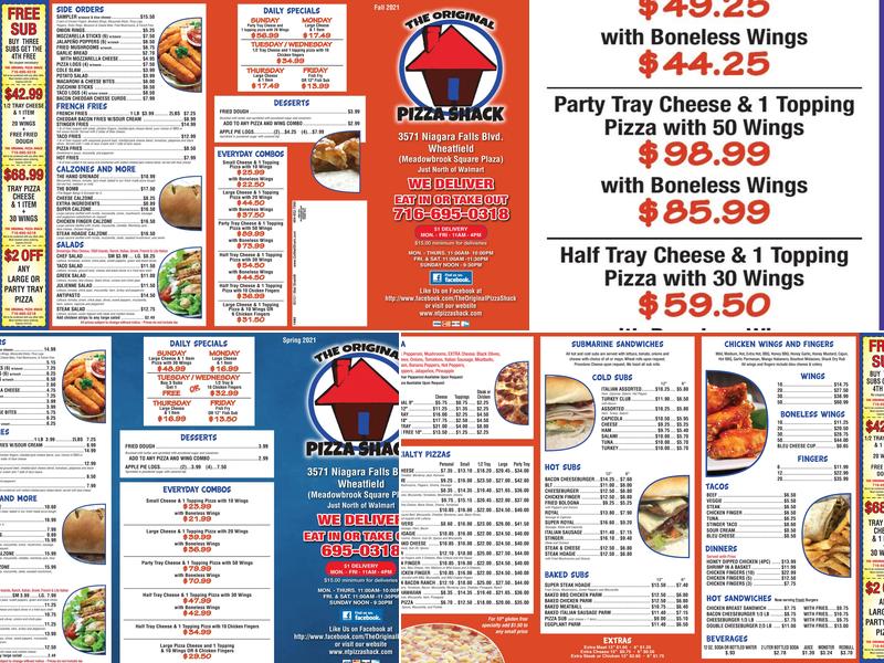 The Original Pizza Shack Menu