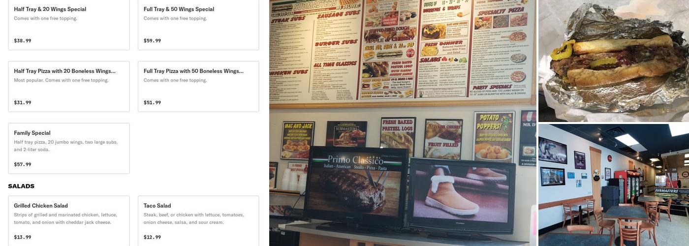 SUBMASTERS Menu