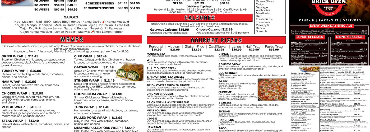 Brick Oven Pizzeria & Pub Menu
