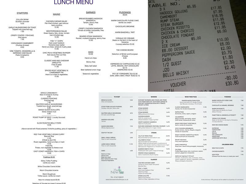 The New Inn Menu