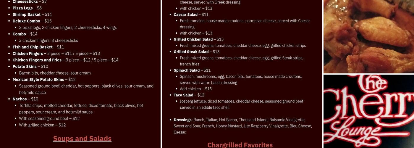 Cherry Lounge Menu
