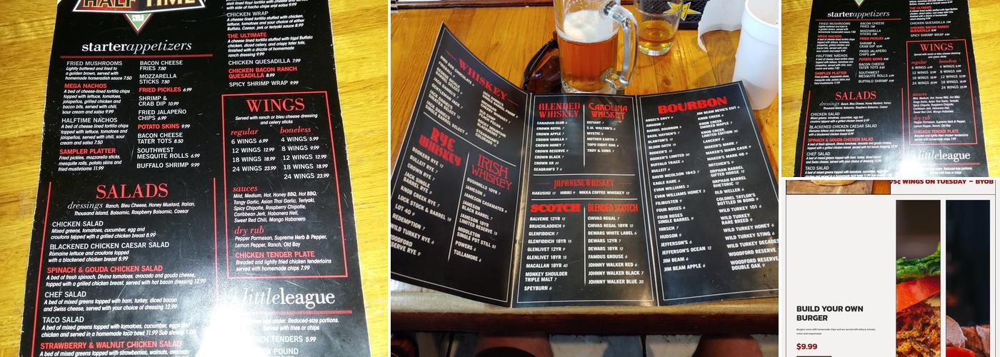 Half Time Pub & Grub Menu