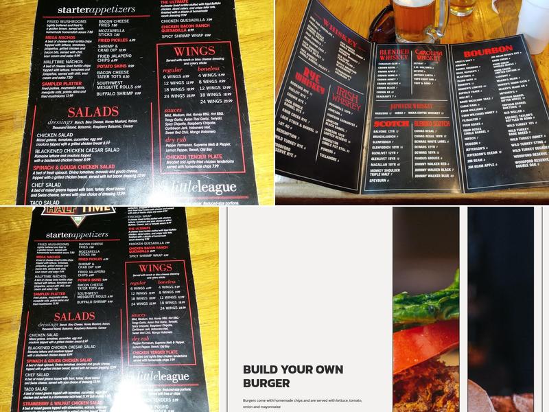 Half Time Pub & Grub Menu