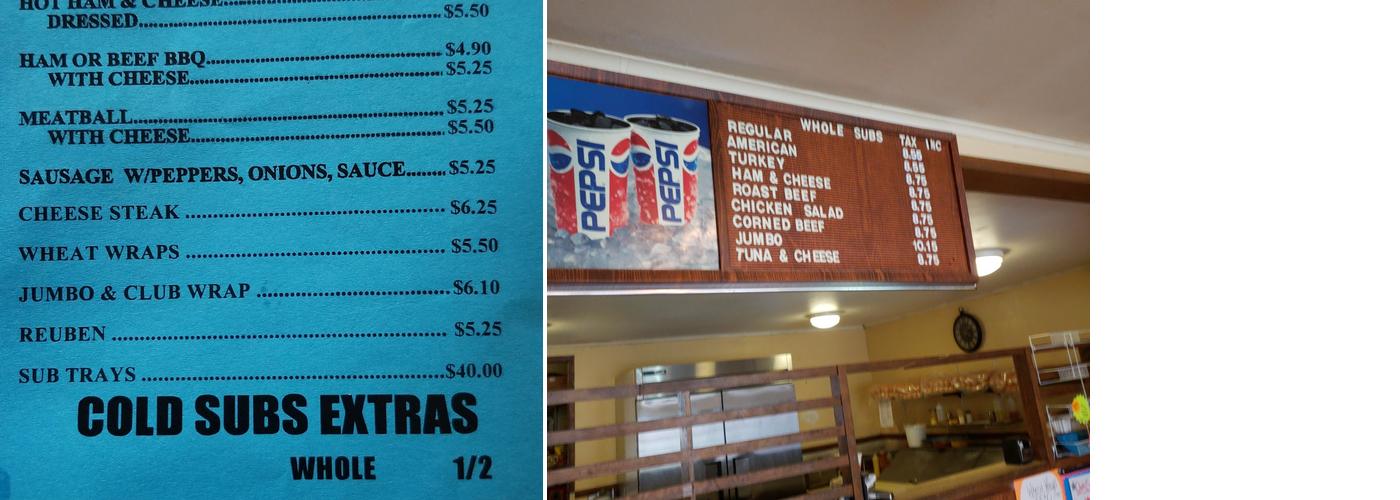 Southside Sub Shop II Menu