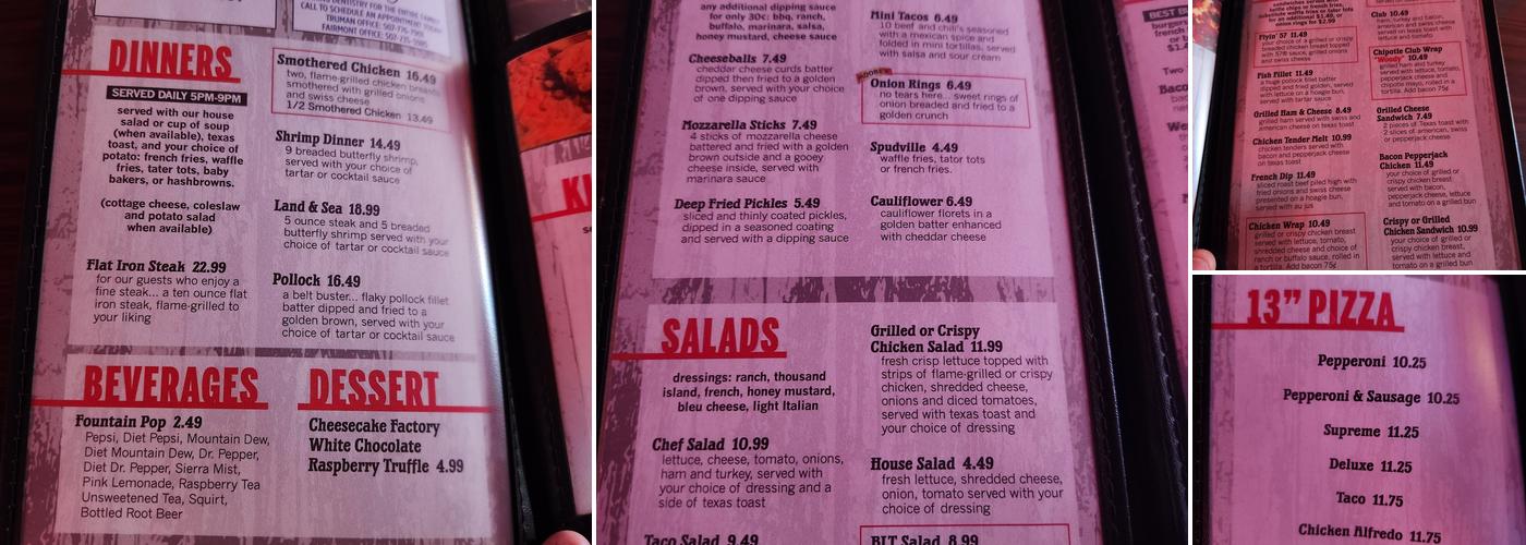 Aardvark's Bar & Grill Menu