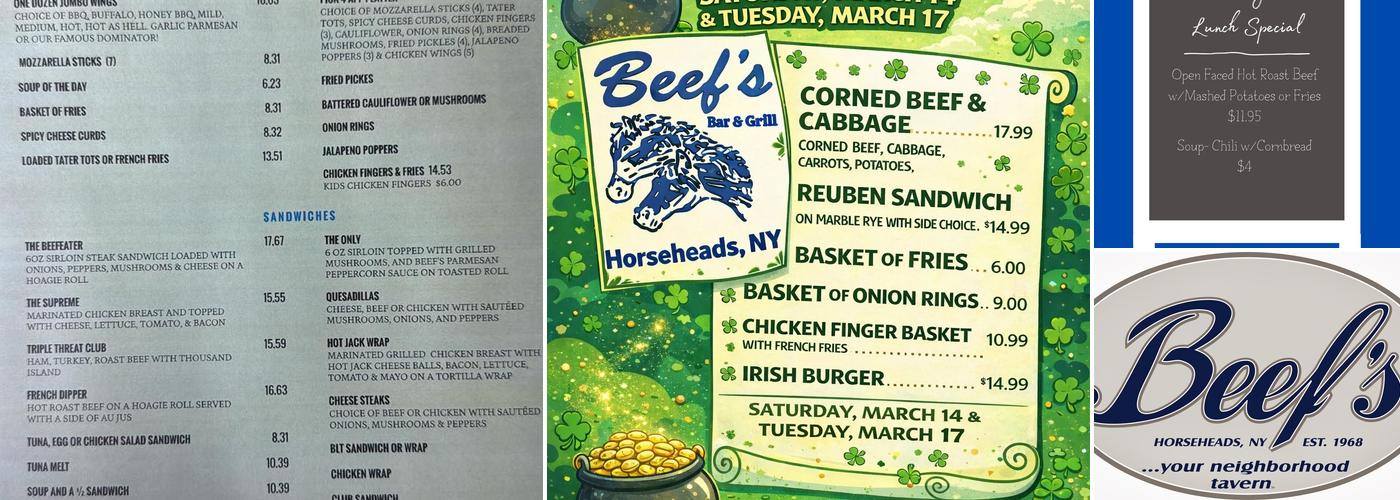 Beef's Menu