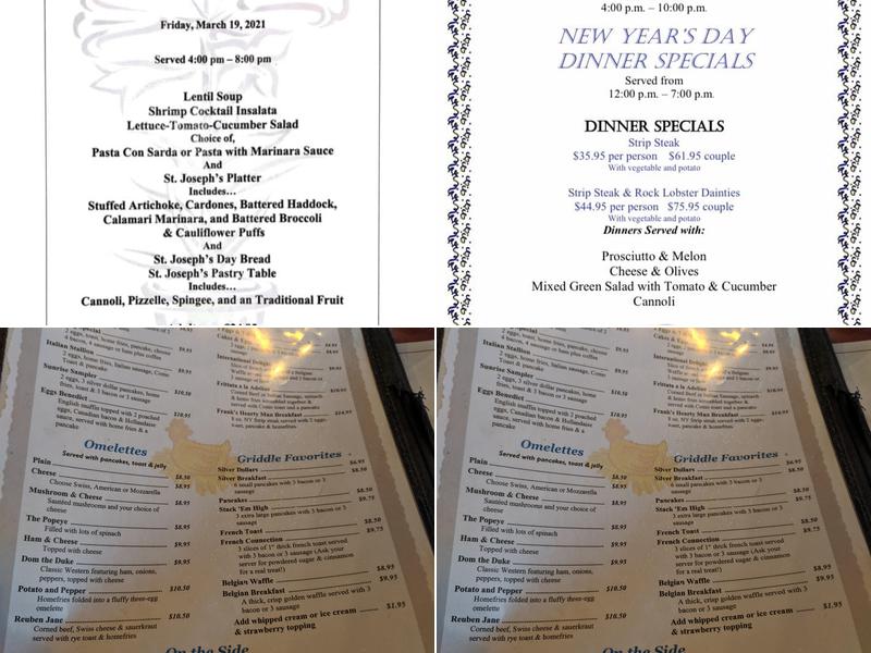 Como at the Airport Menu