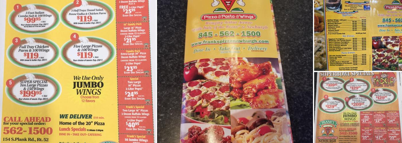 Frank's Pizza Menu